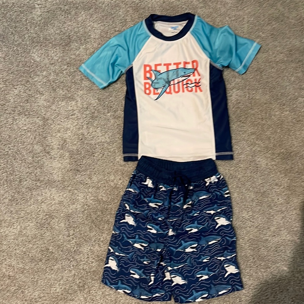 Boys swim shirt with matching trunks